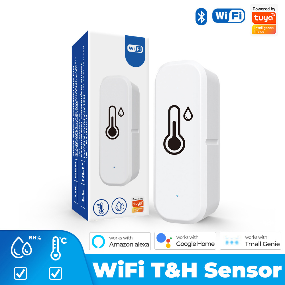Graffiti wifi sensor de temperatura y humedad inalámbrico detector hogar inteligente termómetro interior sensor batería