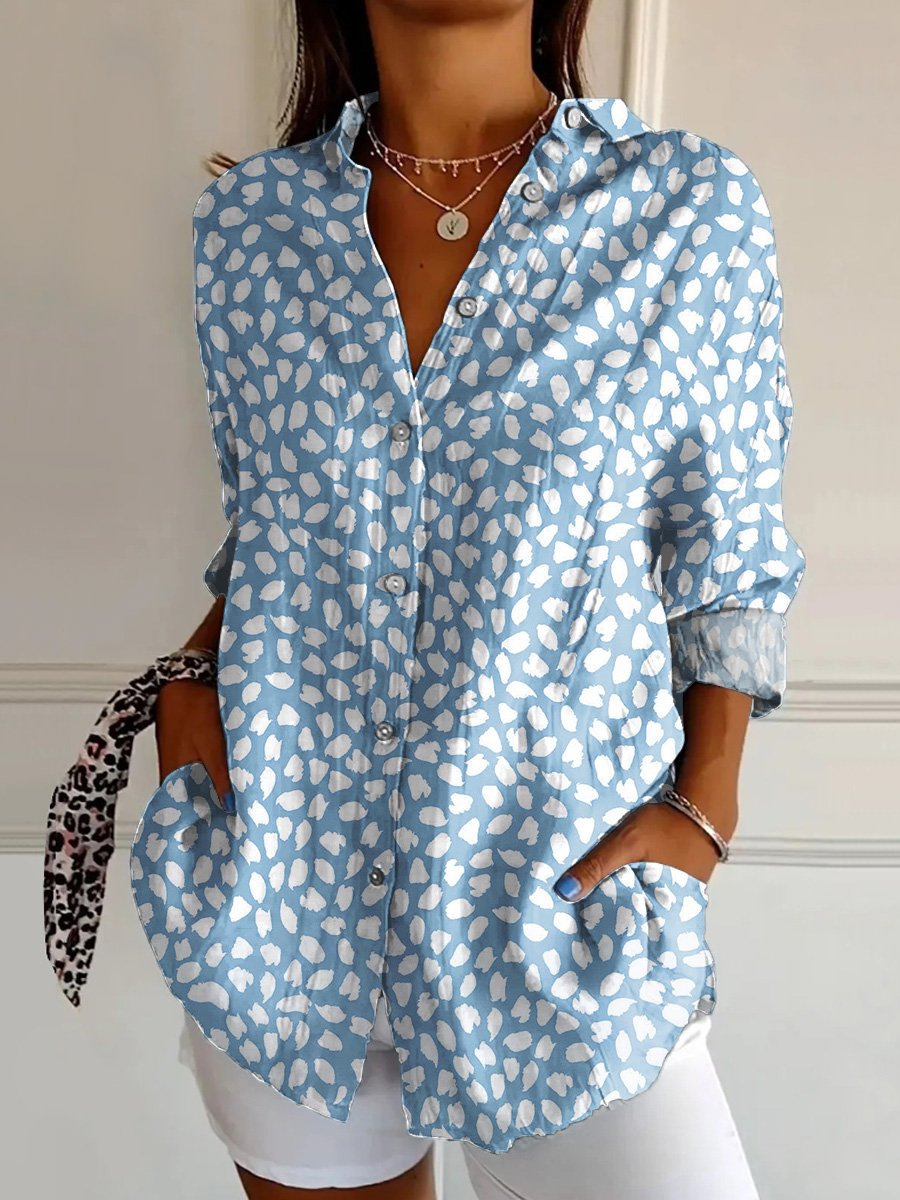 Damen Bluse Mit Blumenmuster Und Dreiviertelarm Sommerhemd_voghion.com