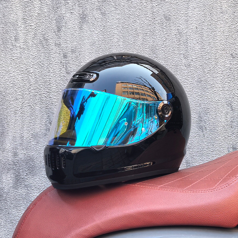 Orz Motocicleta Retro Casco completo Hombre Invierno Personalidad Cool Mujer Nacional Tendencia Crucero Coche Retro Casco Cuatro estaciones Universal