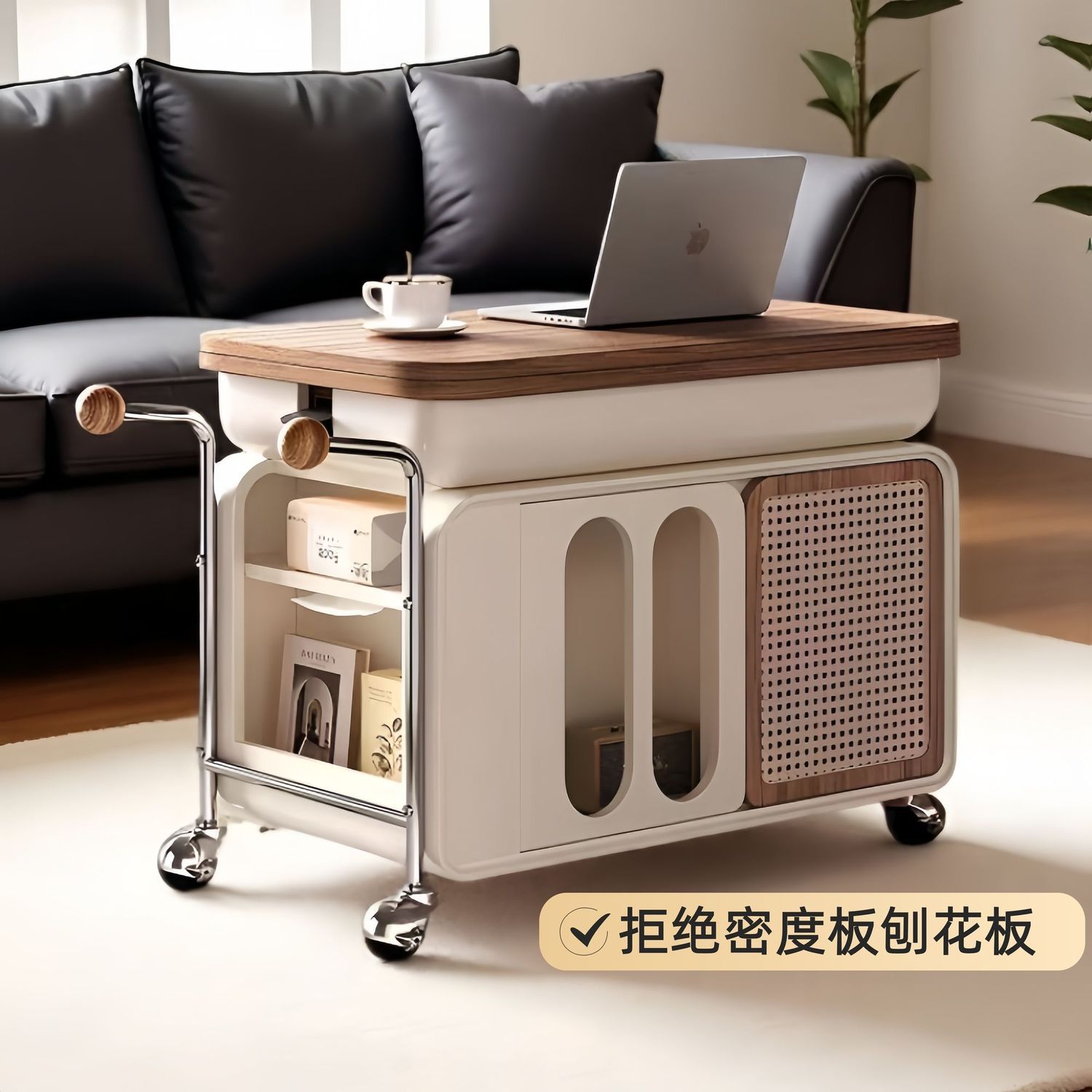 [Source Factory] Mobile Coffee Table Multi-Functional Small Apartment Side Table Foldableing Lift Dining Table Living Room Sofa Side Table