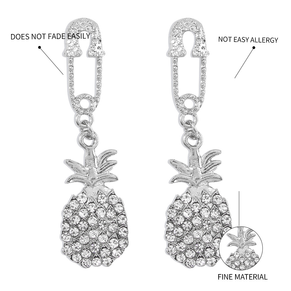 Vente En Gros Bijoux Simples Boucles D&#39;oreilles Ananas Diamant Nihaojewelry display picture 5