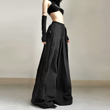 欧美风2024新款春季时尚潮流女装高腰宽松阔腿个性街头休闲喇叭裤