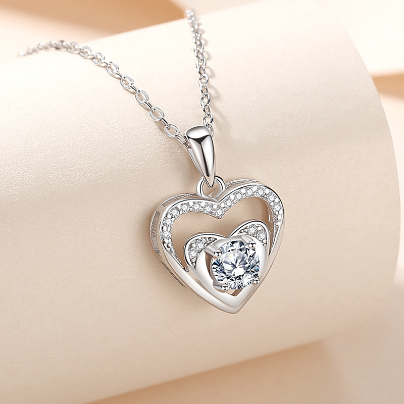 S925 collar de plata esterlina corazón eterno moda de las mujeres de lujo ligero collar en forma de corazón tiktok mismo estilo collar regalo del día de san valentín