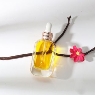 In-Stock Hopeck Rubber Cap Dropper Bottle Transparent Square Molded Glass Bottle 18 Teeth 30ml Foundation Liquid Bottle Essential Oil Bottle