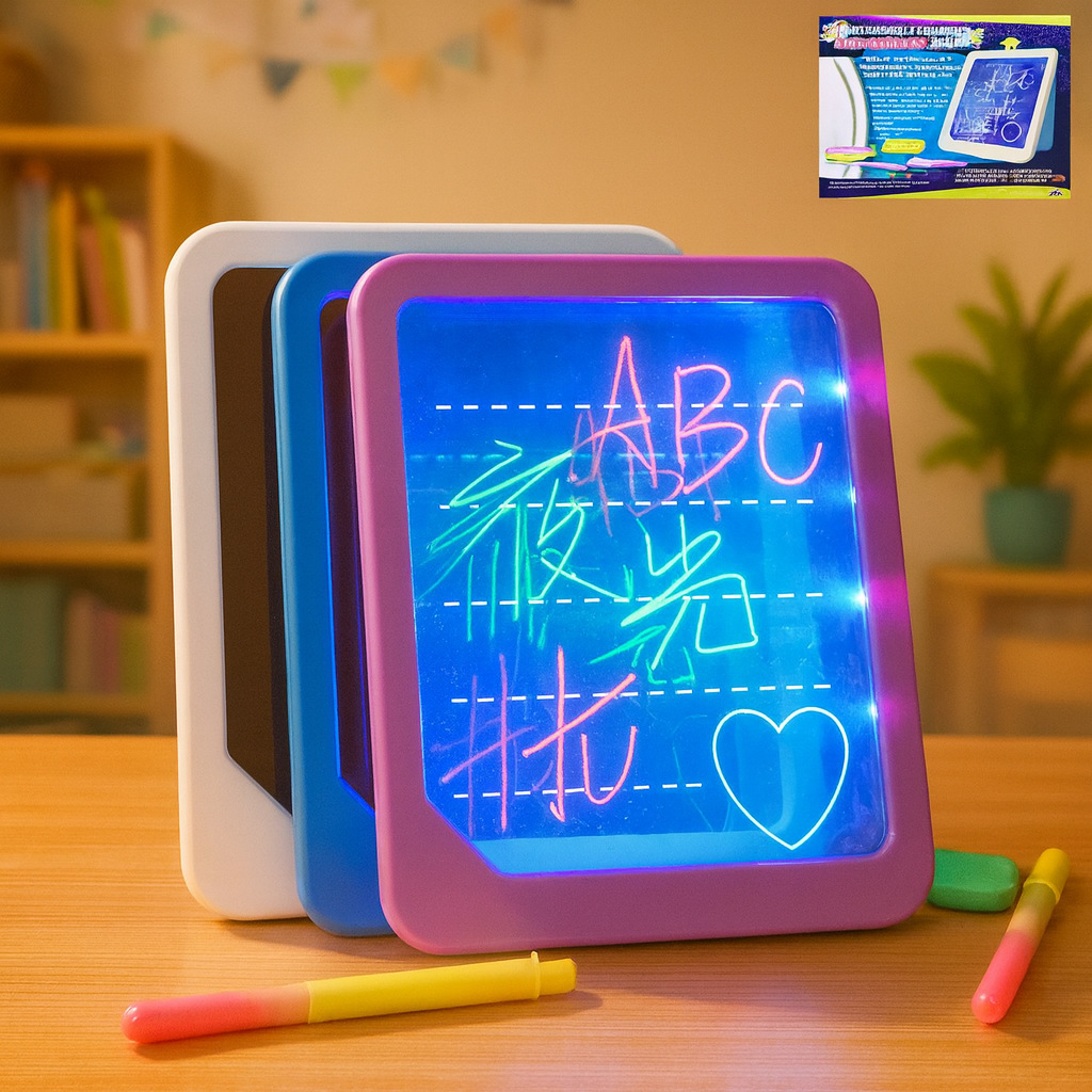LED electrónico fluorescente tablero de dibujo tablero de acrílico material con fluorescente borrador pluma niños tablero de dibujo juguete