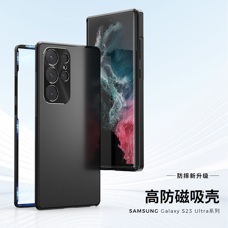 Metal Magnetic Case Suitable for Samsung S26Ultra Mobile Phone Case S25 All-Inclusive Protective Cover S4+ Anti-Scratch and Anti-Slip Magneto