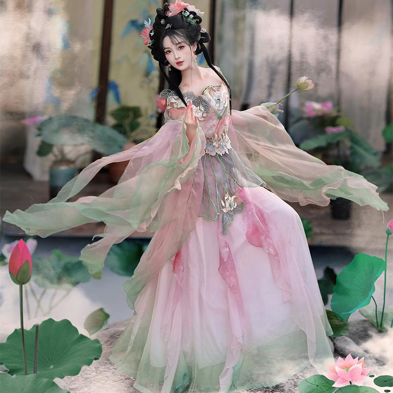 Original New Han Dynasty Women's Wei and Jin Chinese Style Northern and Southern Dynasties [Fuying] Large-Sleeved Shirt Daily Fairy Spring and Summer Suit