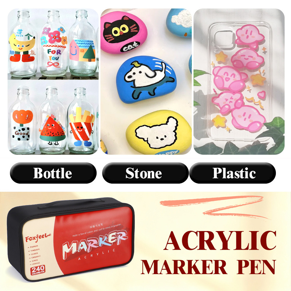 Bolsa de tela marcador bolígrafo conjunto de dibujo de estudiantes papelería caja de regalo de color grande bolígrafo de vinilo dibujado a mano bolígrafo didiy