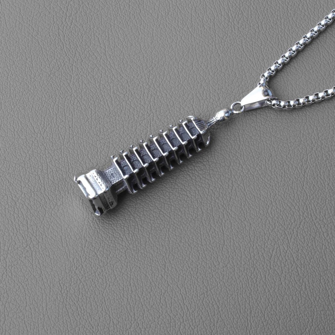 Collana con ciondolo cilindrico a manubrio in acciaio_voghion.com