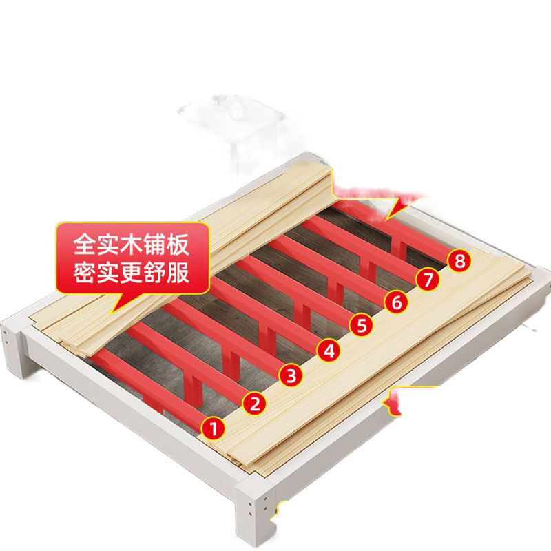 Cama de tatami 1.2m cama doméstica sin cabeza 1.5 simple cama de madera sólida de alquiler gruesa esqueleto sin cabeza de cama