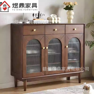 Minimalist American Country Style All-Log Sideboard Storage Tea Cabinet French Solid Wood Multi-Functional Storage Cabinet