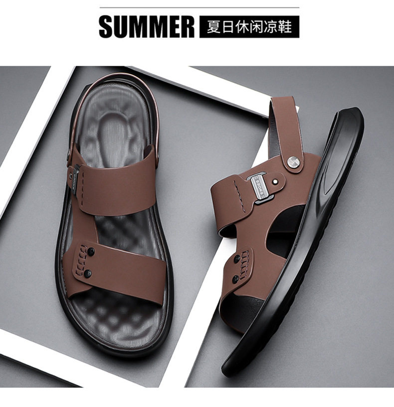 Dép sandal nam quai ngang hở ngón thoáng khí chống trượt đi biển và dạo phố — QS5253 nâu (cỡ giày thể thao), QS5253 đen (cỡ giày thể thao) chi tiết 19