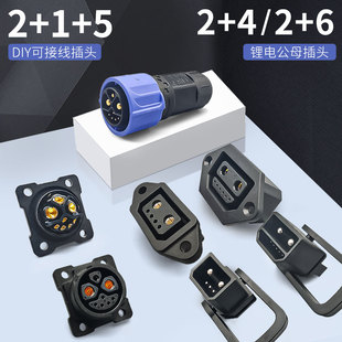 Electric Vehicle Lithium Battery Charging Plug 2+1+5 Connector 2+4/2+6 Charging Port Male and Female Docking Socket