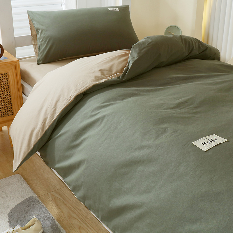 Ropa de cama de tres piezas para dormitorio de estudiantes universitarios, juego de cuatro piezas de algodón puro, funda de edredón de sábana individual 100% algodón