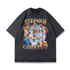 TKPA High Street Retro Character Hip-Hop Astronaut Print Oversize T-Shirt for Men and Women Street Half-Shirt