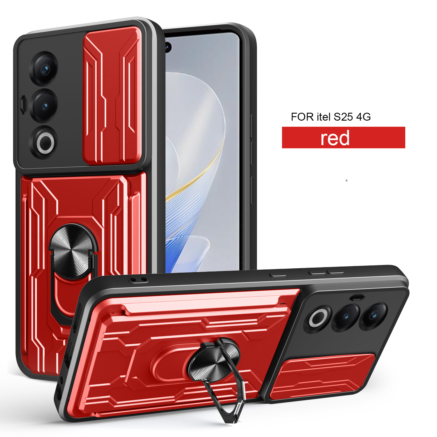 Adecuado para el paquete de tarjetas itel S25 Lijia, carcasa del teléfono móvil, modelo de transmisión de sonido, TPU PC, armadura, tarjeta anti-caída, empuje de lente image 3