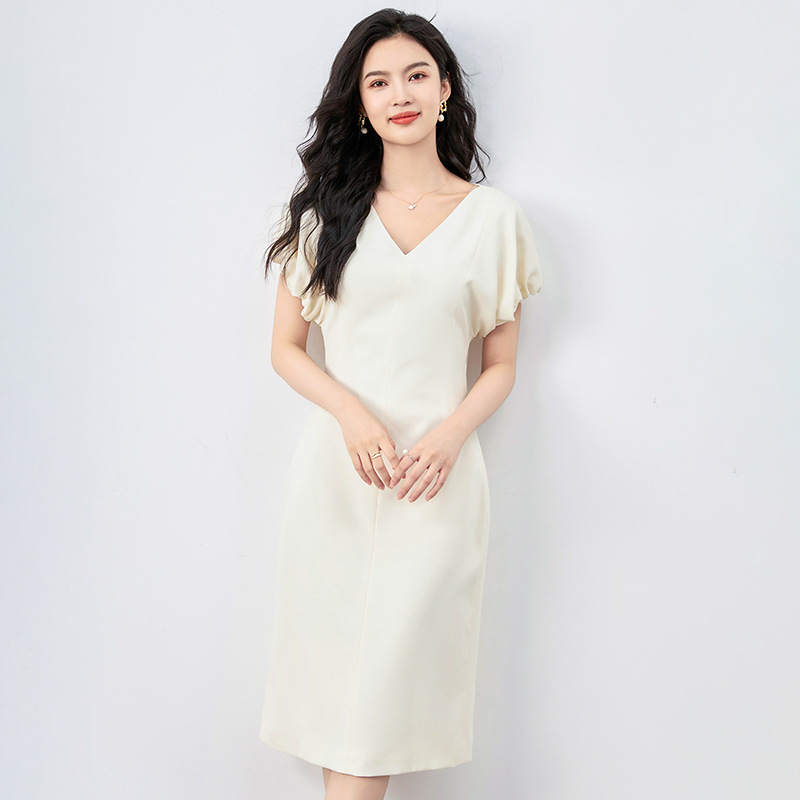 Đầm suông nữ midi mùa hè tay ngắn — 2419507 - Da đen chi tiết 4