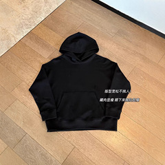 032127    秋冬欧美款高级感潮牌落肩袖黑色卫衣2025
