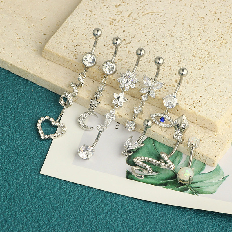 Rose Gold Belly Button Ring Set 9Pcs Stainless Steel Body Piercing Jewelry detail image 16