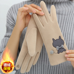 Gloves for Women in Winter Fleece-Lined to Heattech and Cute Student Cycling and Driving Manufacturer Wholesale Touch Screen Ski Velvet Gloves Anti-