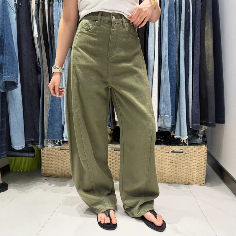 Vansiyu Deconstructed Cut-And-Paste Vintage Heavy-Duty Denim Jeans for Women, Straight Wide-Leg Army Green Loose Pants Vansiyu Deconstructed Cut-And-Paste Vintage Heavy-Duty Denim Jeans for Women, Straight Wide-Leg Army Green Loose Pants