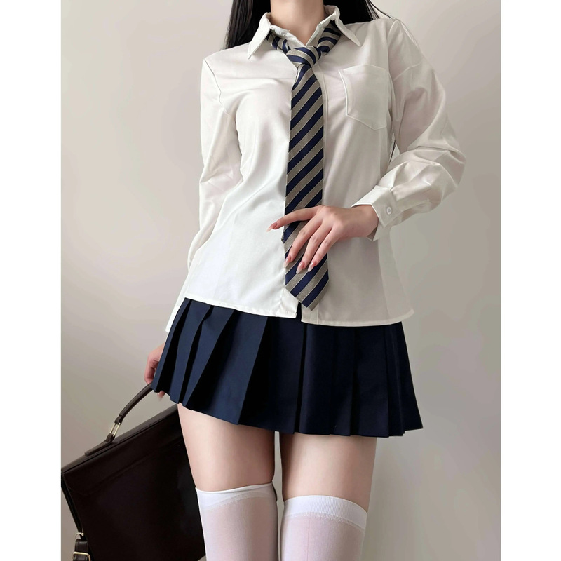 学院风jk衬衫女夏季基础款日系学生百搭毕业校服班服白色短袖衬衣|undefined