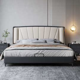 现代简约轻奢皮床 北 欧 简约1.8米双人卧 室1.5米小户型皮床婚床