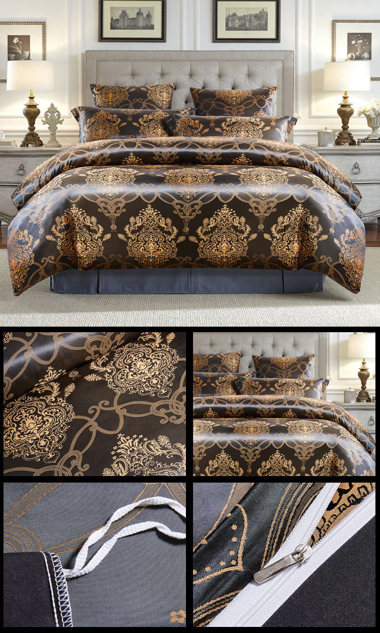 Set copripiumino jacquard in raso stile europeo da tre pezzi, Nantong_voghion.com