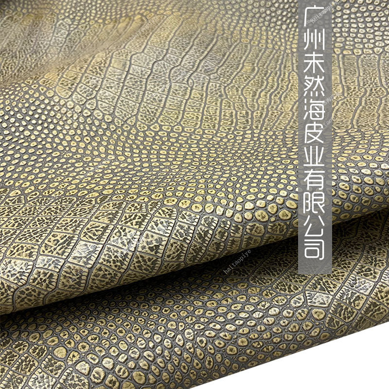 水洗擦色鳄鱼纹双色头层牛皮家具床头用