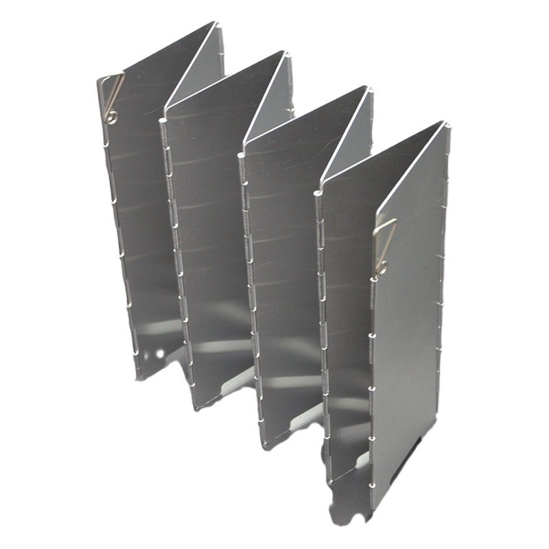 Estufa de camping al aire libre estufa parabrisas portátil ultra-ligero plegable con perno parabrisas 8 unidades con bolsa de tela