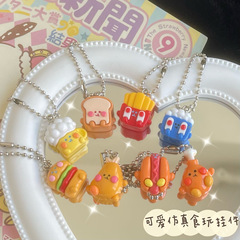 Cute simulated food chicken drumstick burger keychain student funny and interesting backpack pendant best friend gift jewelry