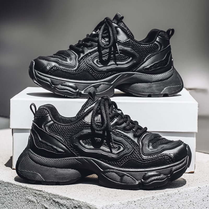 Estación europea zapatos de hombre de cuatro estaciones, malla de primavera, zapatos deportivos casuales transpirables, zapatos de fondo grueso para estudiantes de todo fósforo