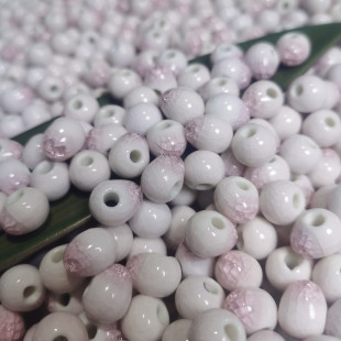 Jingdezhen Ceramic Ice Cracked Water Drop Beads Round Beads Loose Beads Beading Kiln Turned Handmade DIY Jewelry Ethnic Style Wholesale Customization