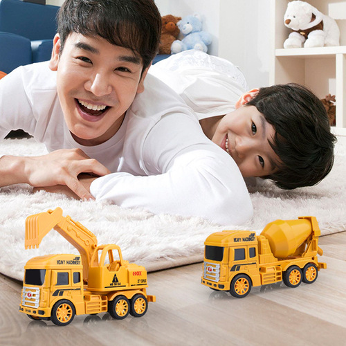 Children's engineering vehicle set excavator model drop-resistant mixer truck crane toy kindergarten small gifts wholesale