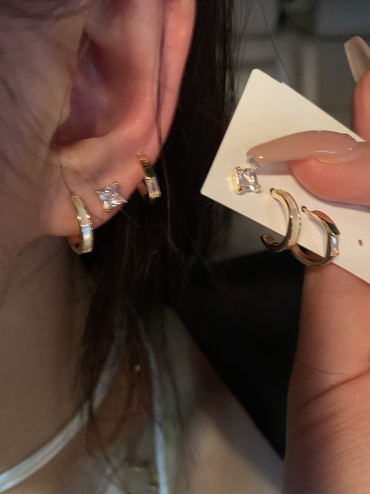 6件套 ！店主超推！精緻套裝耳環小眾設計感耳飾女高級感耳釘女