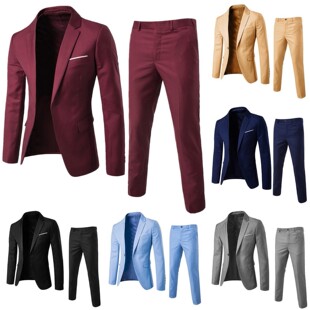 Foreign Trade New Men's Two-Piece Suit suit Men's Suit Korean Style Slim-Fit Casual Groom's Best Man Wedding Dress