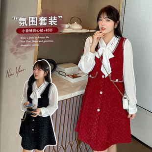 Платье без рукавов, весенний комплект, большой размер, в корейском стиле, яркий броский стиль