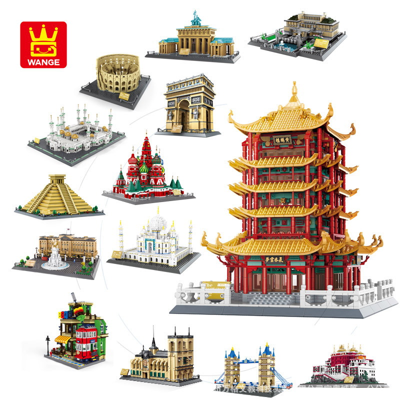 万格建筑积木天坛泰姬陵黄鹤楼兼容乐高小颗粒拼装古风建筑批发|ru