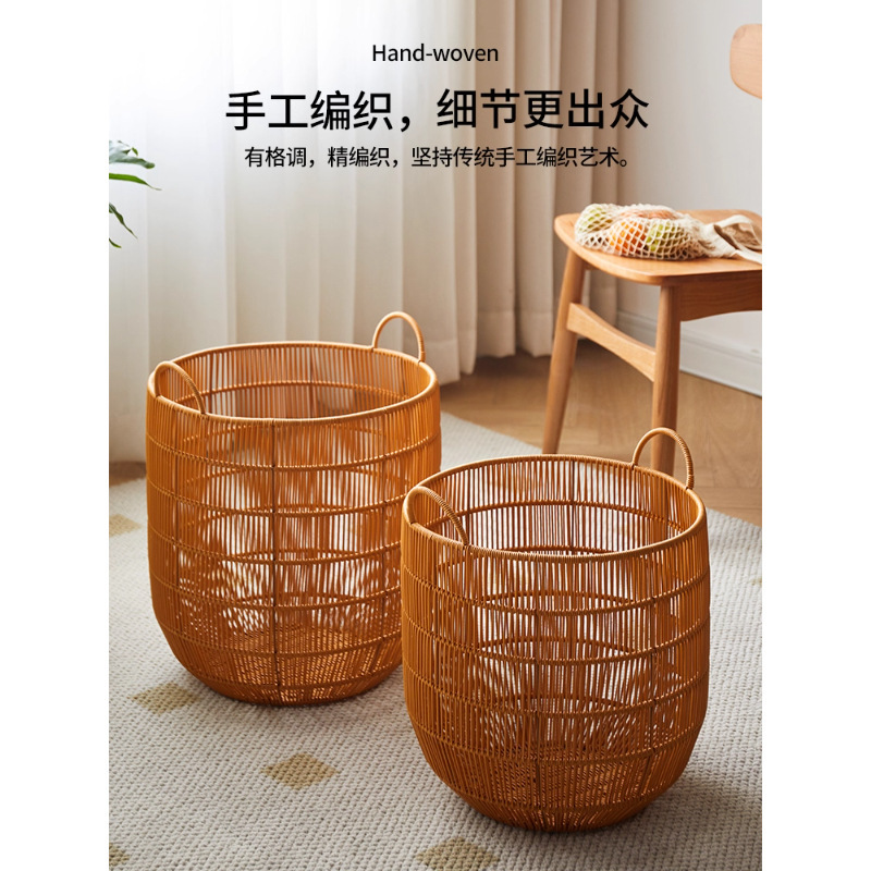 仿藤脏衣篓藤编脏衣服收纳筐脏家用衣篮酒店毛巾收纳筐防水脏衣篮|undefined