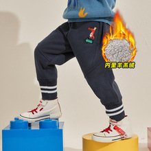 男童加绒运动裤冬装裤子儿童冬季一体绒保暖长裤仿羊羔绒卫裤童装