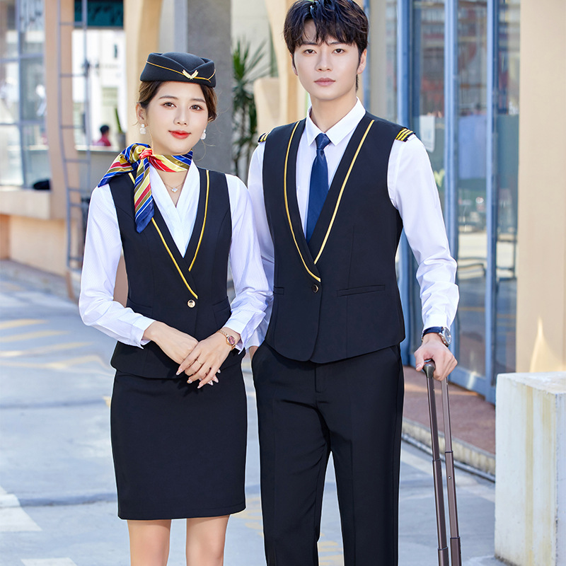 New Vest suit Hotel Reception Catering Bar Work Clothes Men's and Women's Dress Aviation College Clothing