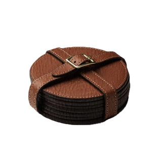 Italian Vegetable Tanned Leather Imported Cowhide Coffee Coaster Tea Cup Holder Leather Saucer European Export Order Handmade