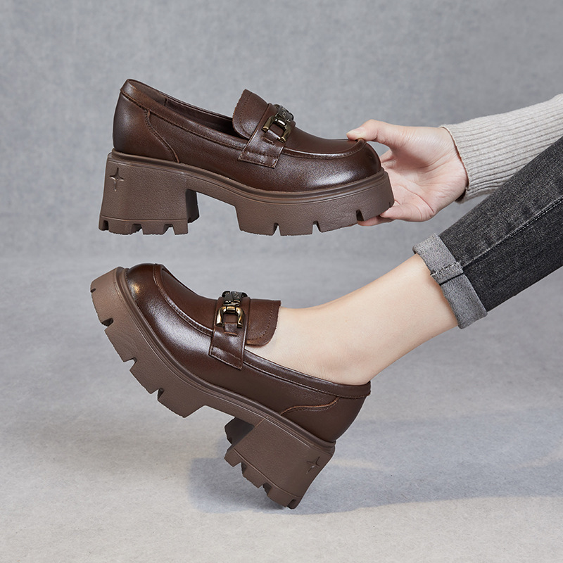 First-Layer Cowhide Platform Sole 3334 Small Size Retro British Style Loafers for Women 2026 New Thick-Soled Height-Increasing Shoes First-Layer Cowhide Platform Sole 3334 Small Size Retro British Style Loafers for Women 2026 New Thick-Soled Height-Increasing Shoes