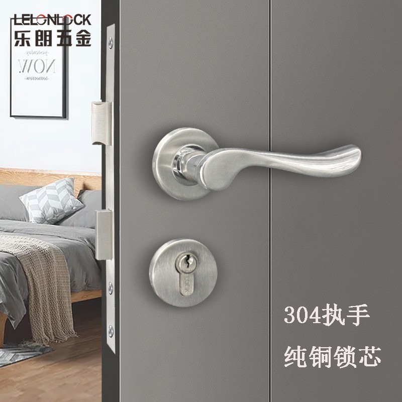 Cerradura de puerta de madera interior de lujo ligero dormitorio silencioso cerradura de puerta dividida perilla de puerta dorada cerradura de puerta doméstica universal