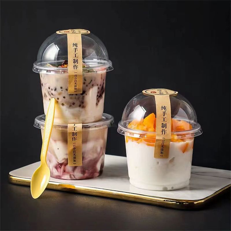 プリンカッププラスチック使い捨てカップ蓋付きヨーグルトカップダブルスキンミルクタートルペーストデザートカップソースカップ|undefined