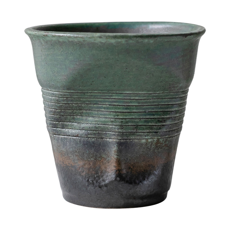 Creativo plisado taza de café de gres nicho diseño irregular cerámica latte taza vintage taza de té taza de agua