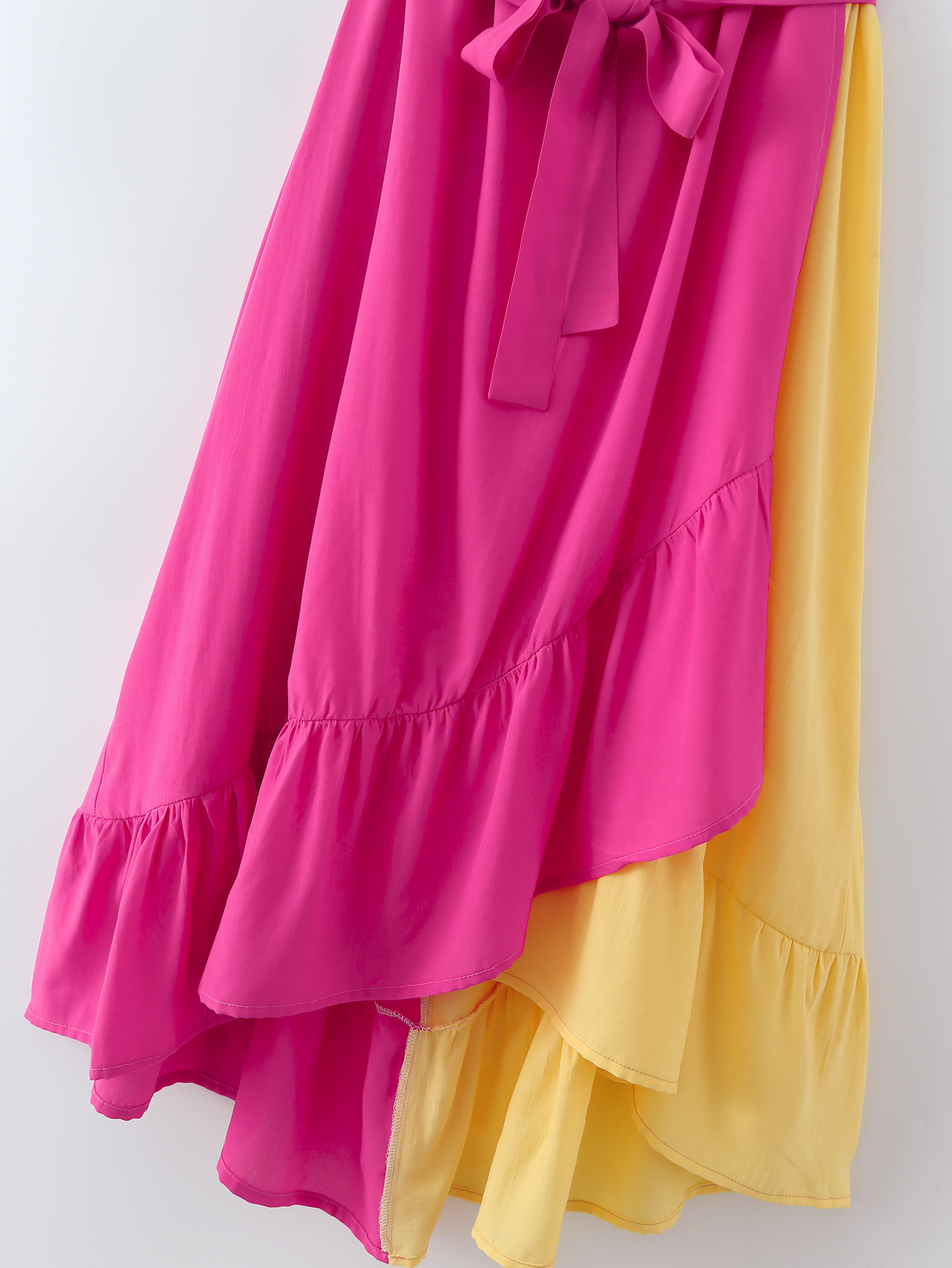 spring sleeveless halterneck lace-up color stitching dress NSXFL118377