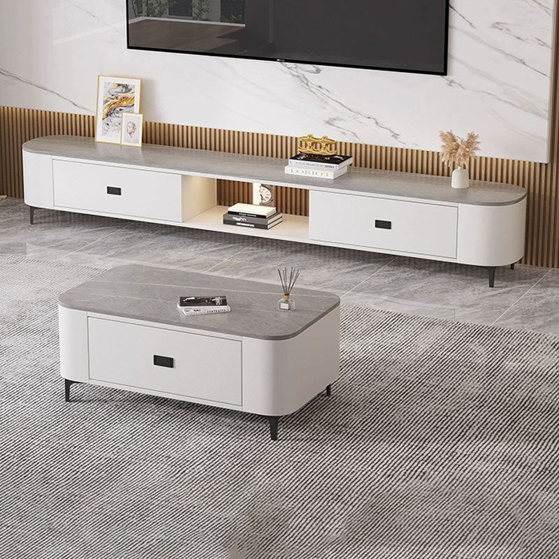 Slate Cut Out Tv Cabinet Coffee Table Combination Modern Simple Accessible Luxury Living Room Small Apartment Tv Cabinet Extended Living Room