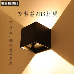 プラスチック屋外ウォールランプ LED クラシックスクエアダブルヘッド上下ガーデンランプ屋外防水バルコニークロスボーダーモデル