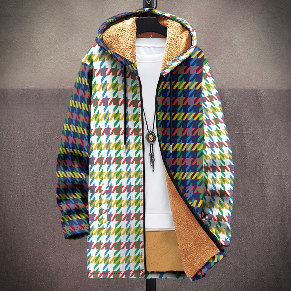 Cotton jacket outdoor zipper multi pattern British fleece 3D printed hooded cardigan pocket thickened_voghion.com